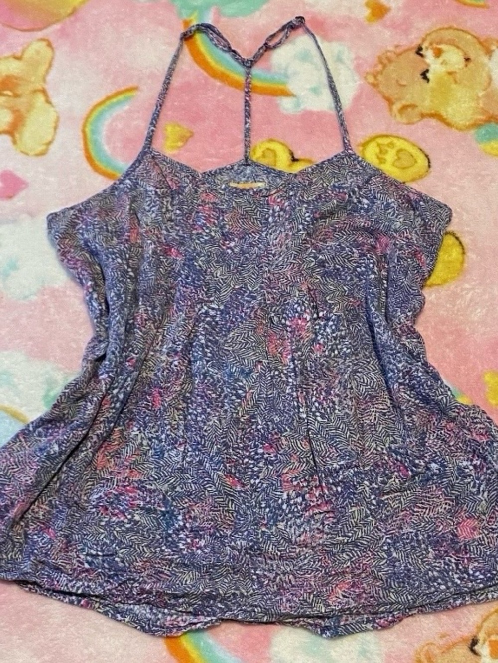 Boho Purple/Pink Vtg Mudd Cami Floral Racerback Adjustable Straps Women’s L